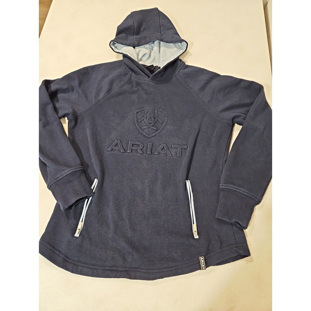 Ariat 3D Logo Hoodie Youth Small "18"P-P" Dark Blue Zip Kangaroo Pocket (1970